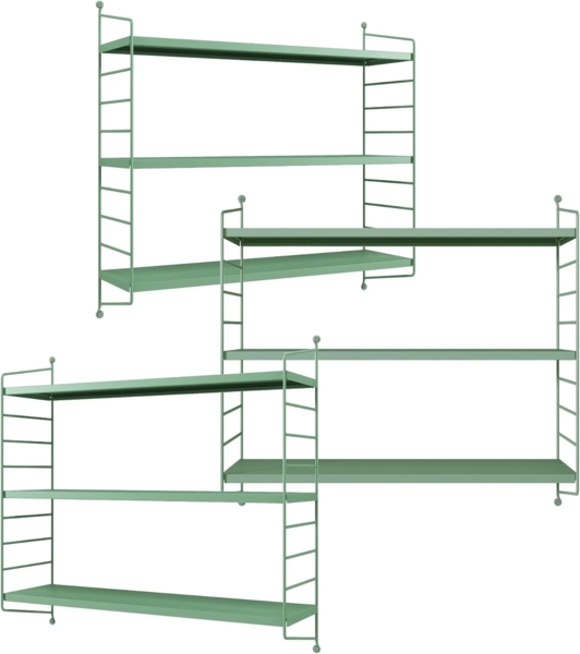 Modulares Wandregal Strängnäs 3er Set Pastellgrün [en. casa]