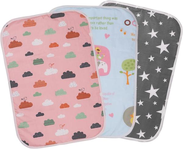 Wasserdichte Wickelunterlage Baby,3 Stück Tragbare Wasserdicht Waschbare Wickelunterlage Baby Waschbar 50 * 70cm Baby Changing Mat für Indoor/Outdoor/Reisen