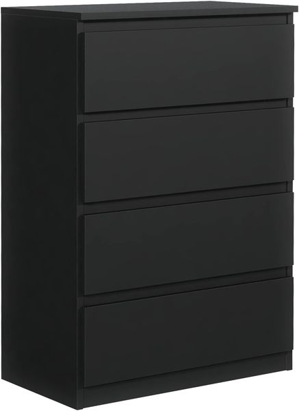 meble masztalerz Kommode Schwarz Matt mit 4 Schubladen 70 cm, Sideboard Wohnzimmer, Kommode Schlafzimmer H: 102 cm, B: 70 cm, T: 39 cm Kommode mit Schubladen, Schubladenschrank