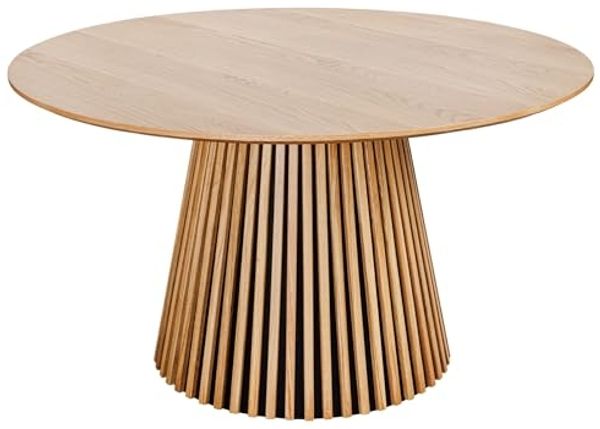 riess-ambiente Esstisch VALHALLA WOOD Ø140cm natur (Einzelartikel, 1-St), Küche · Eiche-Design · lackiert · rund · Säulenfuß · Japandi Style