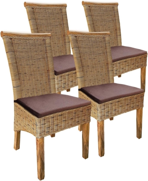 Amagohome Rattanstuhl Esszimmerstühle Set 4 Stück Rattanstuhl tabacco Perth Rattan Stuhl Kor