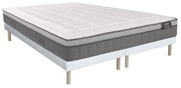 Vente-unique - ASGARD Mattress and bed base set Stoff Weiß - B 90 cm180 cm x H 31 cm30 cm x L 200 cm