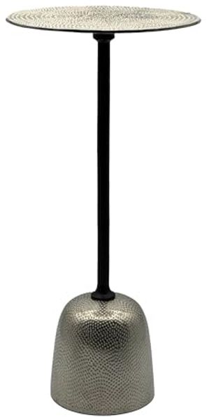 Beistelltisch Aluminium 29cm - Kleiner runder Anstelltisch aus Metall silber - Design Wohnzimmertisch - Dekotisch - Couchtisch - Metalltisch Handmade pflegeleicht