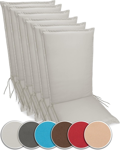 sunnypillow Liegenauflage Polsterauflagen Gartenstuhlauflage 120 x 50 extra Dicke 9cm, 6er Set Grau