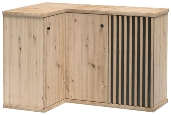 Lomadox Kommode CALLAO-161, Eiche mit schwarz, Kommode, Anrichte mit 3 Türen