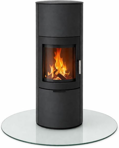 Melko Glastisch Kaminglas Bodenplatte Rund ESG Sicherheitsglas Klarglas od Schwarz (Stück), ESG Sicherheitsglas