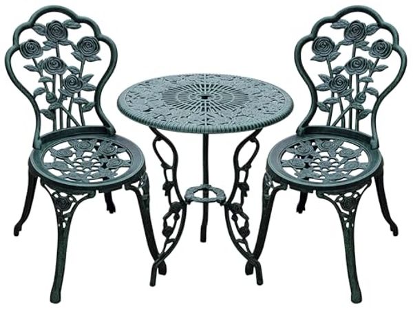 Outsunny Balkonset Gartenmöbel Balkonmöbel Set, (Bistroset, 3-tlg, Gartenset), Gussaluminium, Antik Grün