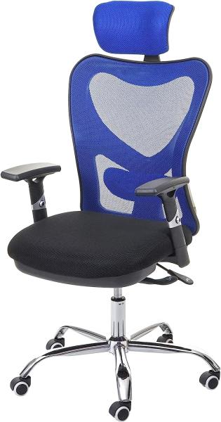 Bürostuhl HWC-F13, Schreibtischstuhl Drehstuhl, Sliding-Funktion 150kg belastbar Stoff/Textil ~ schwarz/blau