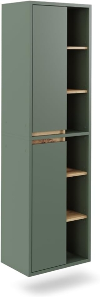 Hochschrank Viola Grün/Anthrazit 50 x 170 cm mit offenen Regalen Vicco