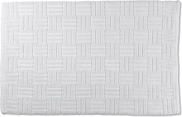 kela Badematte Leana, 80x50 cm, 100% Baumwolle, weiß, rutschhemmend, waschbar bei 30° C, für Fußbodenheizung geeignet, 23526