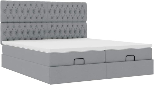 Ottoman-Bett mit Matratzen Hellgrau 180x200 cm Stoff 3313713