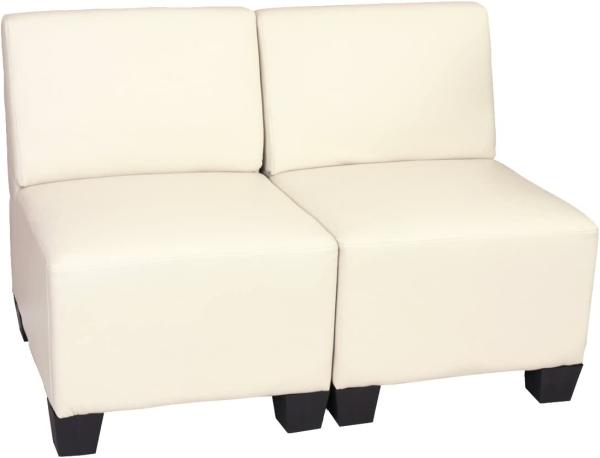 Modular 2-Sitzer Sofa Couch Lyon, Kunstleder ~ creme, ohne Armlehnen