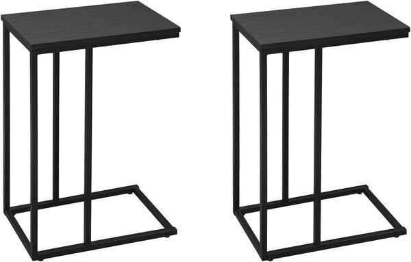 WOLTU Beistelltisch 2er Set Kaffeetisch Couchtisch Sofatisch Nachttisch Betttisch Laptoptisch, Gestell aus Metall, Tischplatte aus Holz, 45 x 25 x 63,5 cm(BxTxH), Schwarz, TSG17sz-2