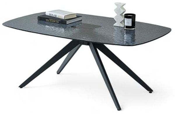 Stella Trading Elias Couchtisch in Schwarz - Außergewöhnlicher Sofatisch mit Metallgestell für Ihr Wohnzimmer - 110 x 44 x 70 cm (B/H/T)