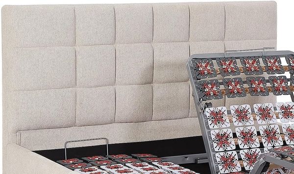 Vente-unique - Dekoratives Bett mit elektrischer Relaxfunktion mit Tellern + 3-Zonen-Matratze aus 100 % Latex - 2 x 70 x 190 cm - Stoff - Beige - JOFAR von YSMÉE Bild 6