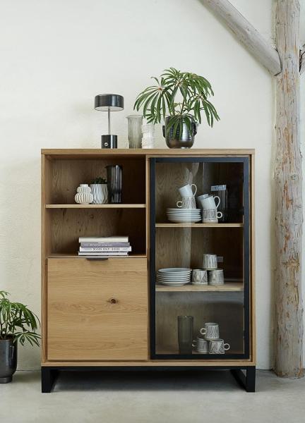 Highboard >LIVORNO< (B/H/T: 123x139x42 cm) in Wildeiche - 123x139x42 (BxHxT)
