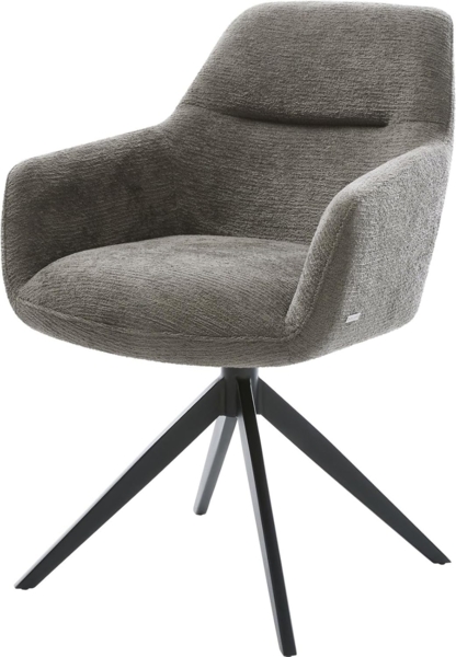 Drehstuhl Pejo-Flex Bouclé Soft Schlamm Kreuzgestell breit Schwarz 360° drehbar Wippfunktion Taschenfederkern