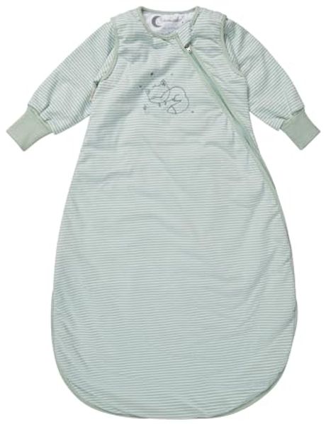 Sterntaler Schlafsack mit Armen 110cm Fuchs Filou - Jersey, leicht wattiert - abnehmbare Ärmel mit Klettverschluss & Handstulpen - 2-Wege-Reißverschluss & Kabelöffnung - für Kinder - 1,00 TOG, eisgrün