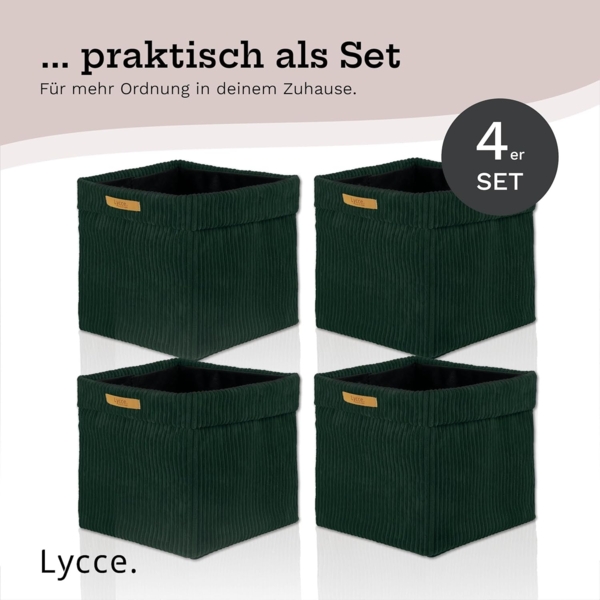 Lycce Regalkorb Kallax Boxen Cord 4er Set grün, Aufbewahrungsbox faltbar 33x33x31cm (4 St) Bild 4