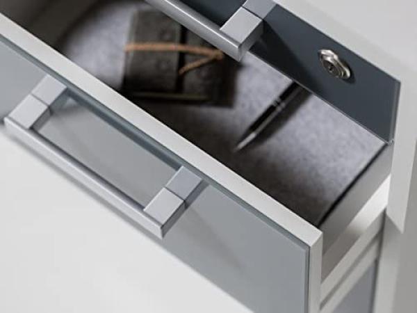 5-tlg. Büromöbel Office Luxo in Lichtgrau Graphit Glas Bild 3