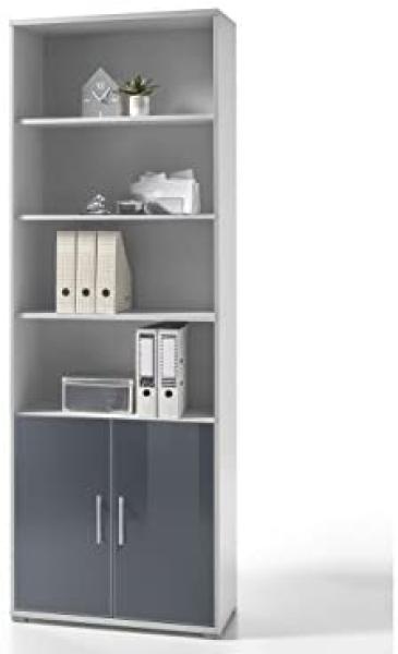 5-tlg. Büromöbel Office Luxo in Lichtgrau Graphit Glas Bild 6