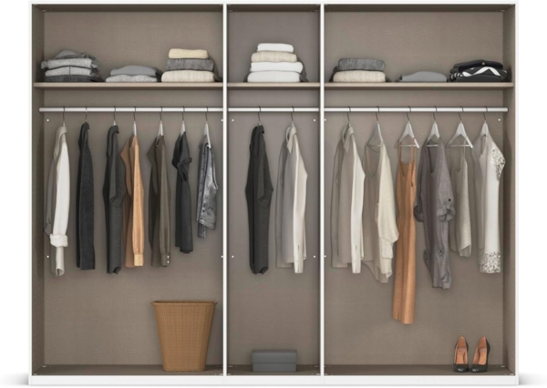 Rauch Möbel Alabama, Kleiderschrank, Garderobenschrank, 5-türig, Spiegel, Zubehör Basic, 3 Kleiderstangen, 3 Einlegeböden, Farbe Weiß, Griff Grau metallic, 226 x 210 x 54 cm Bild 7