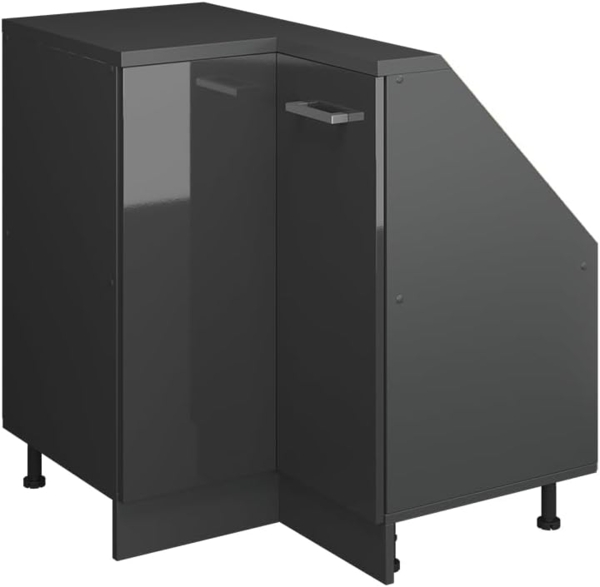Eck-Küchenschrank für Dachschrägen R-Line Anthrazit Hochglanz 75.6 cm mit 1 Tür Vicco
