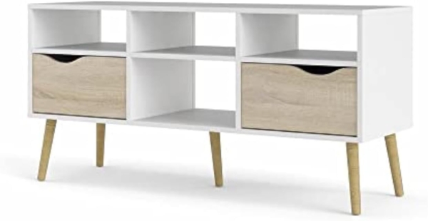 andas TV-Board Oslo, TV-Möbel, Fernsehtisch, TV-Unit, Media-Möbel, TV-Kommode mit 2 Schubladen,4 Fächern, Breite 117 cm, Höhe 57 cm