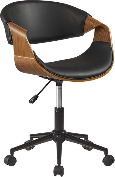 riess-ambiente Bürostuhl ORGANIC 75cm schwarz/braun - Kunstleder, Walnuss, PC, höhenverstellbar (Einzelartikel, 1 St), Retro Drehstuhl - ideal für Wohn- & Schlafzimmer od. als Computerstuhl
