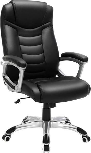 Songmics Ergonomischer Bürostuhl, höhenverstellbarer Drehstuhl, robust, stabil und langlebig, schwarz, OBG21B