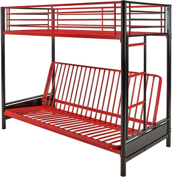Vente-unique - MODULO Bett Metall SchwarzRot - B 96 cm x H 170 cm x L 198 cm Bild 4