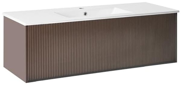 Wandmontierter Waschbeckenunterschrank mit Waschbecken MADIDI Braun