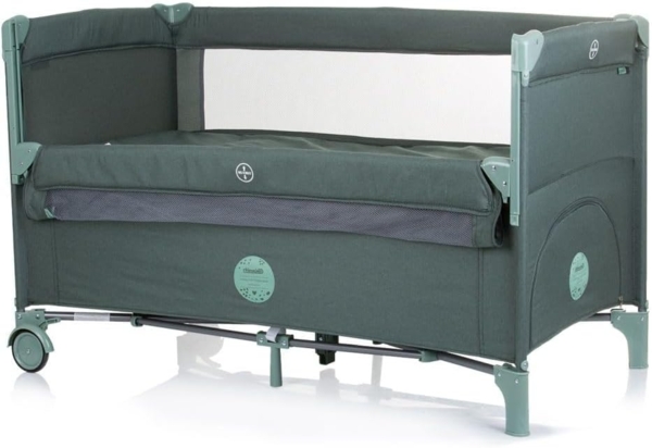 Chipolino Reisebett Relax Leinen 2 Ebenen Tasche, Reißverschluss, Räder, faltbar dunkelgrün