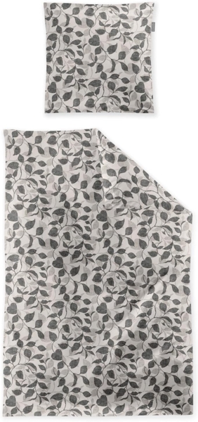 Irisette Feinbiber Bettwäsche Koala 135x200 Blätter silber grau natur 8588-11