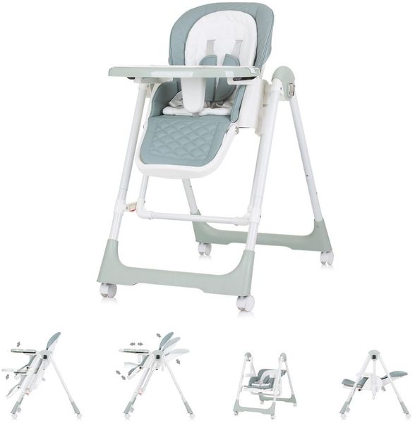 Chipolino Kinderhochstuhl 2 in 1 Milk Shake, verstellbar, Babyschaukel, Räder grün