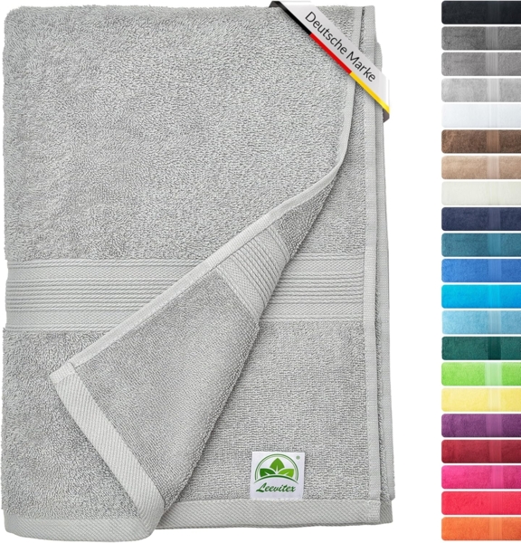 leevitex® Saunatuch Saunatuch Frottee XXL, (1-St), 80 x 200 cm, extra groß & saugfähig, Silber/Hellgrau
