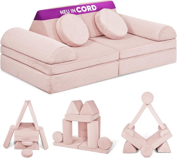 Linodino Kindersofa Spielsofa I Schaumstoff Stapelsteine für Kinder I Kindercouch, 3 Jahre Garantie
