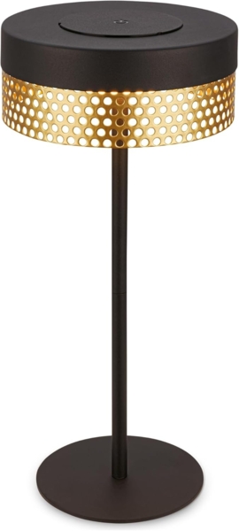 BRILONER - LED Tischlampe kabellos IP44 mit Touch, dimmbar, Akku tauschbar, Nachttischlampe, Leselampe, LED Lampe, Dekolampe, Tischleuchte, Akkulampe, Outdoor Lampe, 16x35 cm, Schwarz-Gold