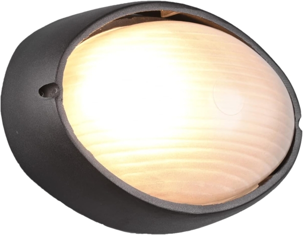 Außenwandleuchte TEMO Schwarz Fassadenbeleuchtung IP44 oval Breite 21,3cm