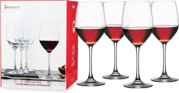 Spiegelau Vino Grande Rotweinglas, 4er Set, Weinglas, Rotwein Glas, Wasserglas, Kristallglas, 420 ml, 4510271