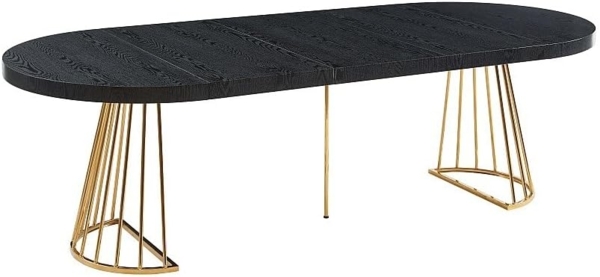 Vente-unique - Esstisch ausziehbar - 2 bis 12 Personen - MDF & Stahl - Schwarz & Goldfarben - FIRELA Bild 9
