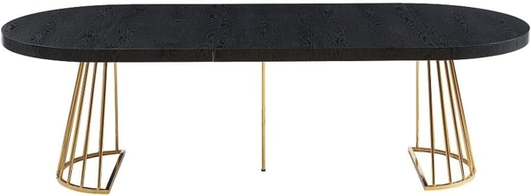 Vente-unique - Esstisch ausziehbar - 2 bis 12 Personen - MDF & Stahl - Schwarz & Goldfarben - FIRELA Bild 5