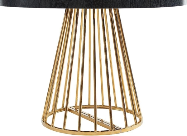 Vente-unique - Esstisch ausziehbar - 2 bis 12 Personen - MDF & Stahl - Schwarz & Goldfarben - FIRELA Bild 8