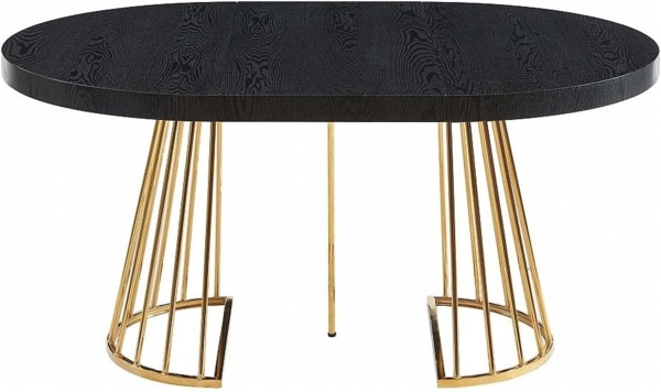 Vente-unique - Esstisch ausziehbar - 2 bis 12 Personen - MDF & Stahl - Schwarz & Goldfarben - FIRELA Bild 4
