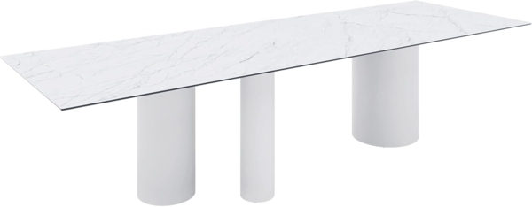 Esstisch Edge 300x100 Keramik Laminam®Statuarietto Weiß Troa Metall Weiß