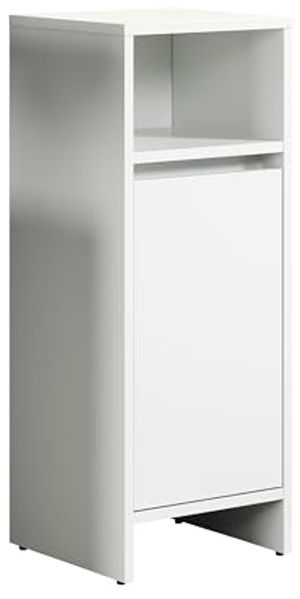 trendteam smart living - Basix - Kommode - Weiß Matt - Mehrzweckschrank - (BxHxT) 32 x 81 x 28 cm - griffloser Badezimmerschrank mit offenem Fach - inkl. weißer oder grauer Blende