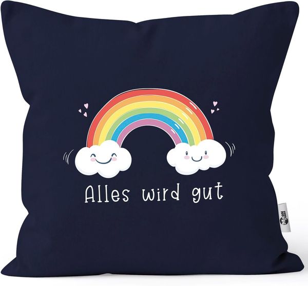 MoonWorks Dekokissen Kissen-Bezug Regenbogen Alles wird gut Mutmacher Geschenk Trost Aufmunterung positiv denken durchhalten Moonworks®