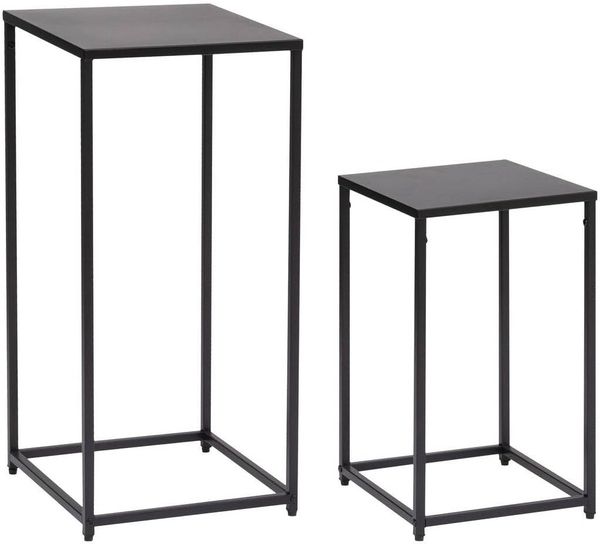 Atmosphera – Gota Beistelltische, 2er-Set, schwarzes Metall, Höhe 74 cm – für Wohnzimmer, Schlafzimmer, Beistelltisch