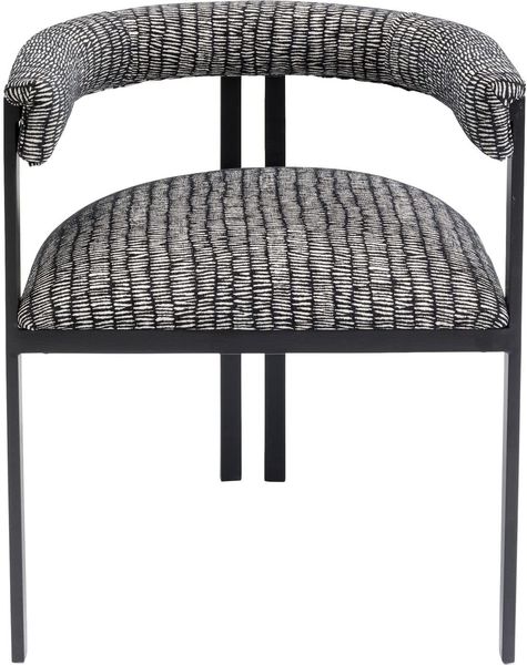 Kare Design Armlehnstuhl Paris, Schwarz/Weiß, Esszimmerstuhl, Polsterstuhl, Edelstahl Gestell, 54cm Sitzhöhe, 71x58x54 cm (H/B/T)