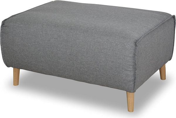 DOMO Collection Jules FK Hocker mit Federkern, Polsterhocker, Beistellhocker, Sitzhocker, Silber, 97 x 66 x 47 cm